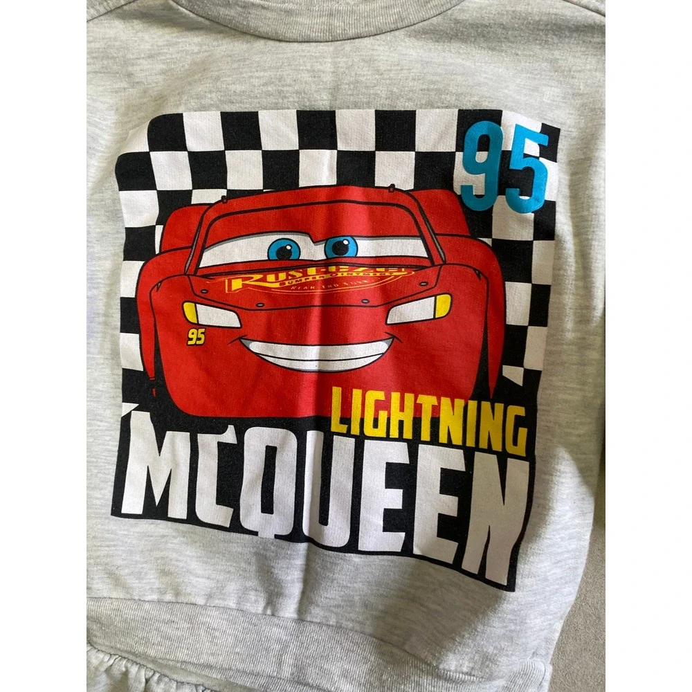 Disney Pixar Cars Lightning McQueen Gray Fleece Sweatshirt Joggers Set 4T